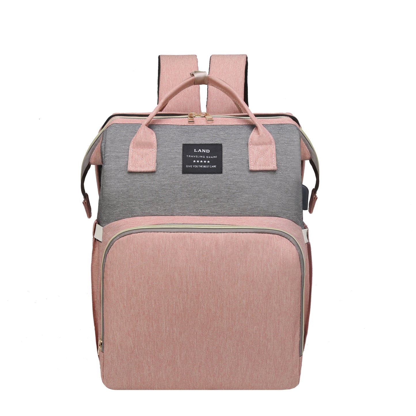 Lamroro Moire Diaper Bag Backpack, Soft Shell, Multifunctional, Large Capacity, Travel Backpack with Changing Station, Sunshade, Breathable Mosquito Net, Zipper Closure, Mixed Color, Polyester Fiber, with Utility Pocket, for