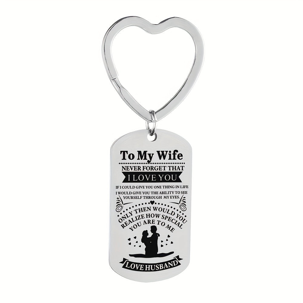 1pc, TO MY WIFE Valentine's Day Thanksgiving Military Card Creative Keychain, Backpack Pendant, Bag Charms, Birthday Gifts, Party Favors