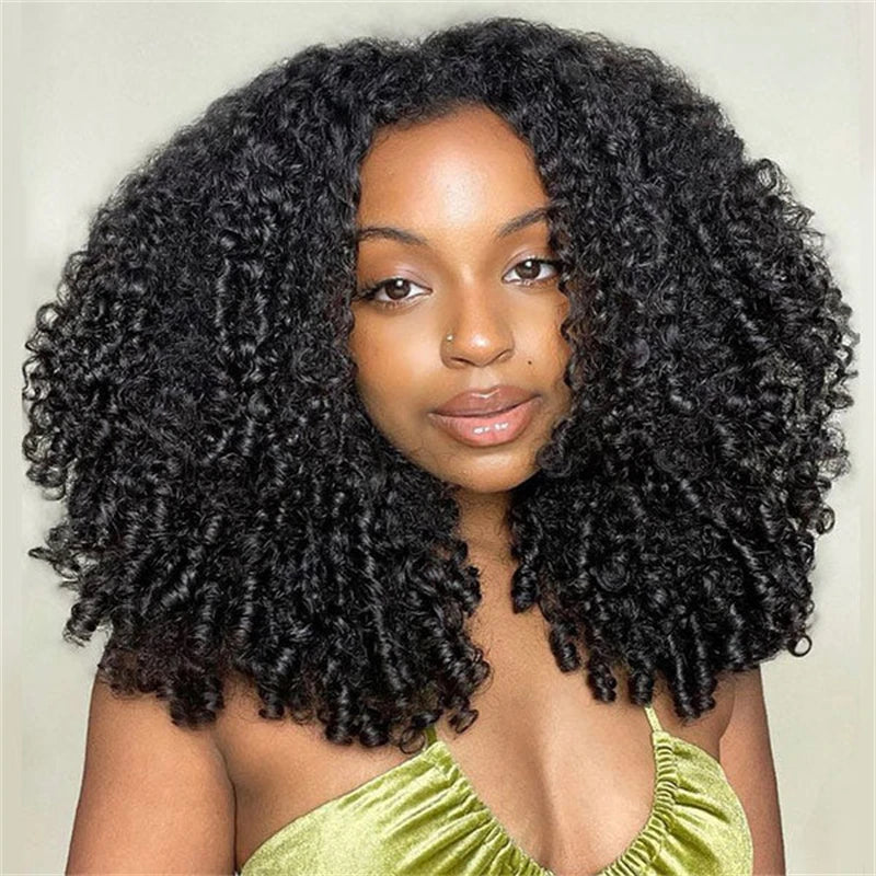 VSHOW Burmese Curly 3 IN 1 Half Wig Flip Over No Glue Install with Drawstring Beginner Friendly 100% Human Hair Natural Hairline