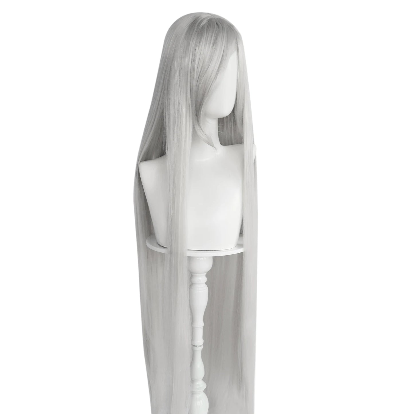 Synthetic 46Inch Black Straight Extra Long Stylish and Versatile Anime Cosplay Wig With Bangs For Daily Party Wear Wig Fashion