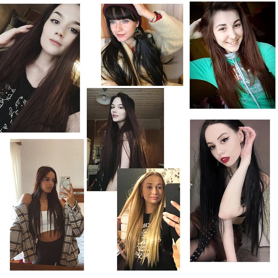 Alileader Synthetic Hair 16 Clip In Hair Extension Clip For Women 6Pcs/Set Hair Extension Clip In Ombre Fake Hairpiece Long Wavy