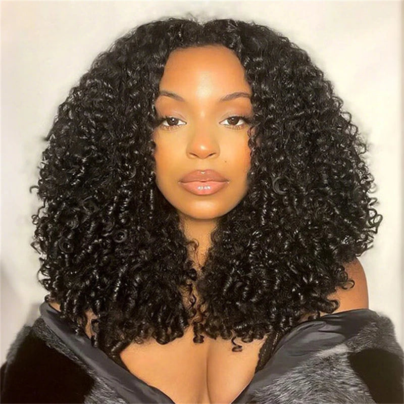 VSHOW Burmese Curly 3 IN 1 Half Wig Flip Over No Glue Install with Drawstring Beginner Friendly 100% Human Hair Natural Hairline