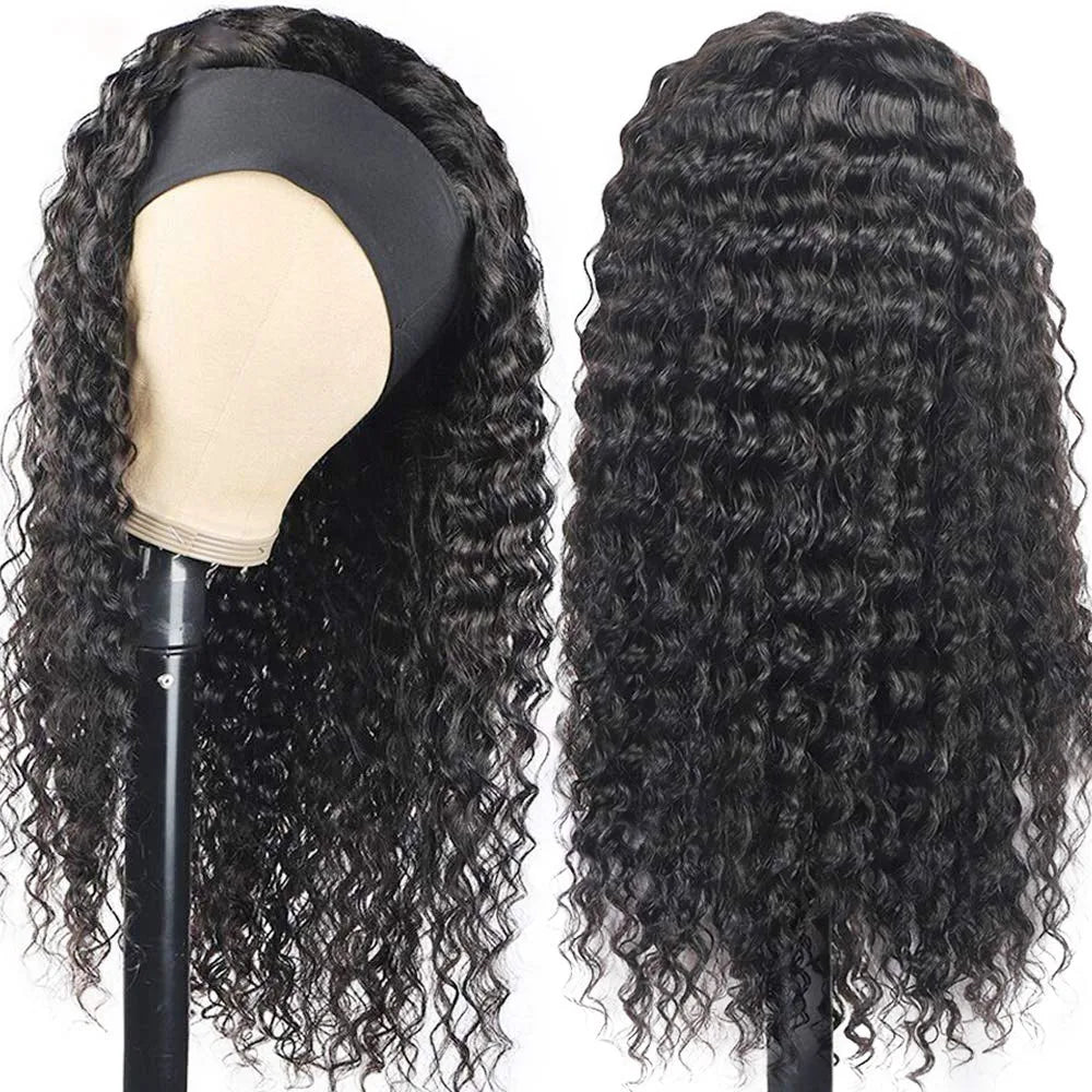 250% Density Afro Kinky Curly Headband Human Hair Wigs For Black Women No Glue Curly Wigs Brazilian Headband Wigs Human Hair