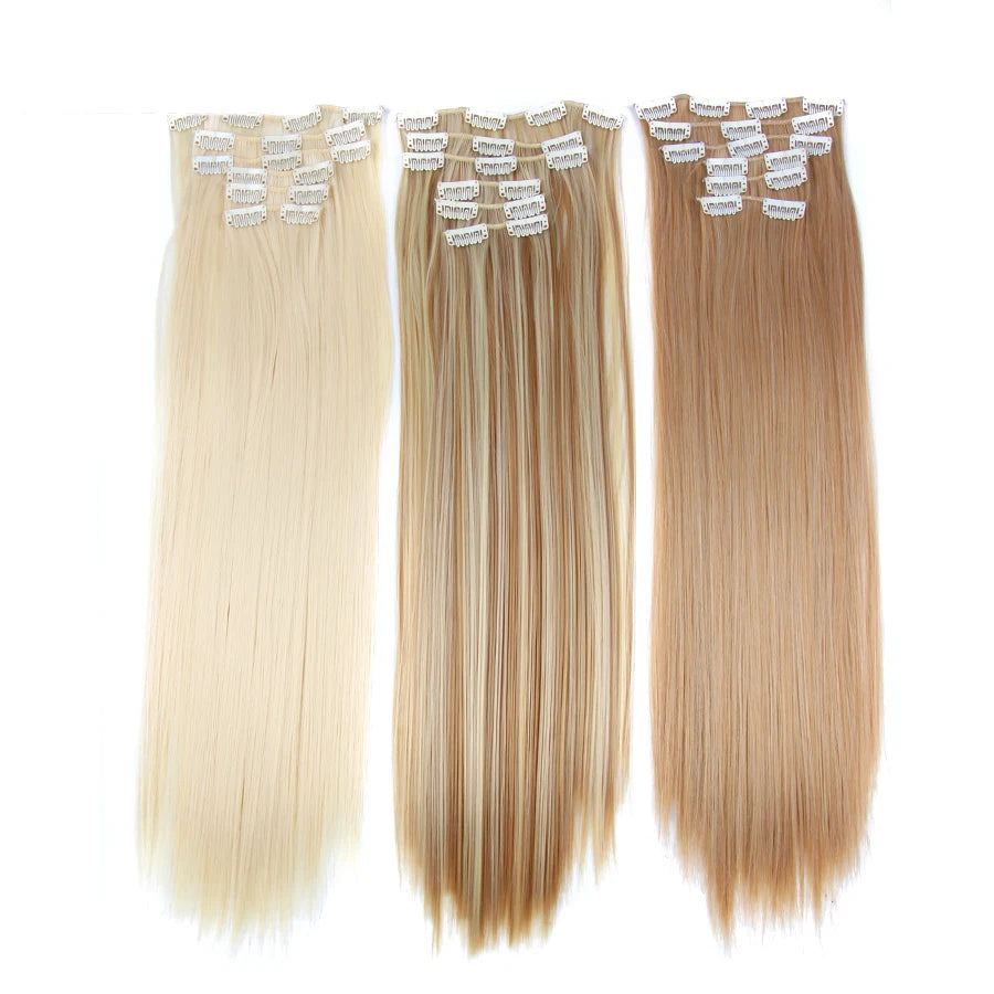 Alileader Synthetic Hair 16 Clip In Hair Extension Clip For Women 6Pcs/Set Hair Extension Clip In Ombre Fake Hairpiece Long Wavy
