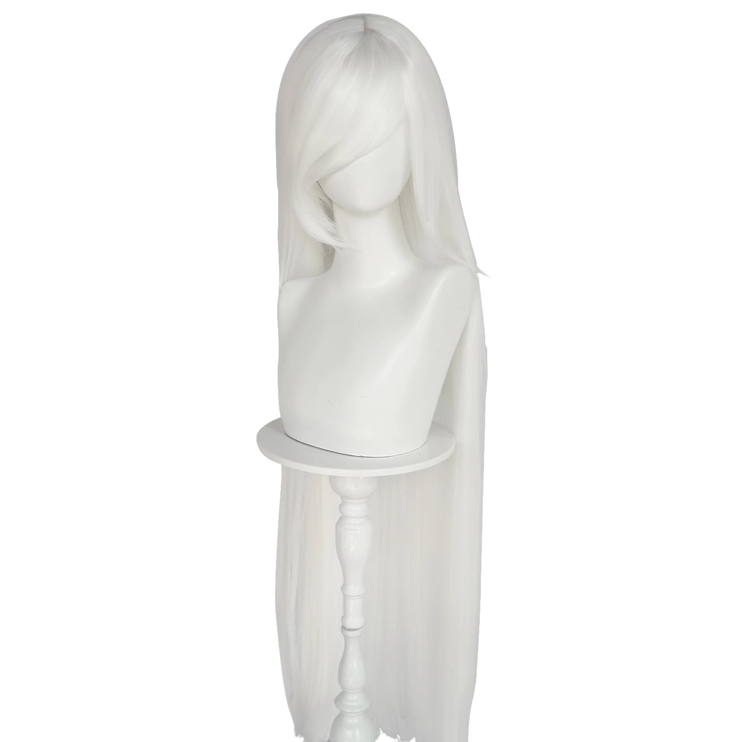 Synthetic 46Inch Black Straight Extra Long Stylish and Versatile Anime Cosplay Wig With Bangs For Daily Party Wear Wig Fashion