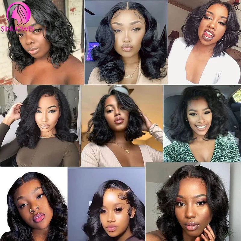 Body Wave Short Bob Wigs Human Hair 13x4 Transparent Lace Front Wig Brazilian Human Hair Body wave 4x4Lace Closure Wig For Women