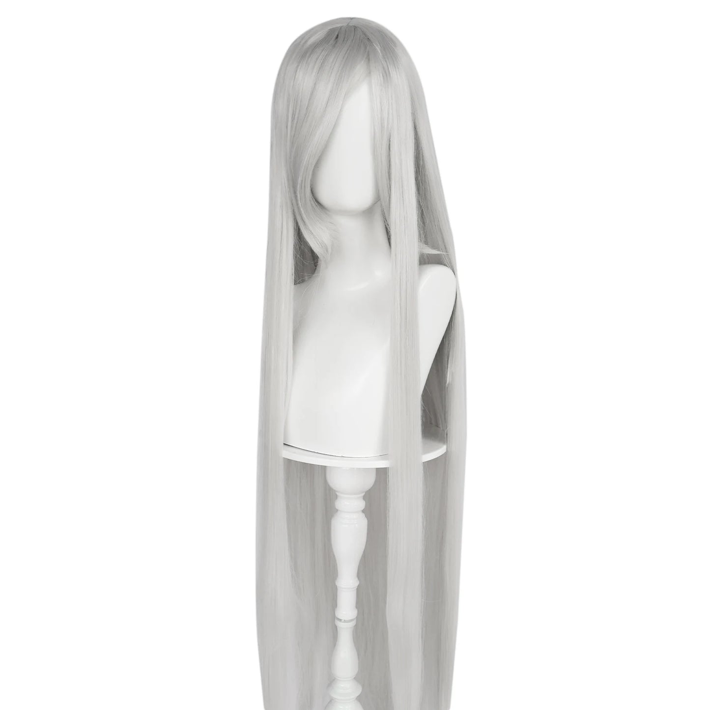 Synthetic 46Inch Black Straight Extra Long Stylish and Versatile Anime Cosplay Wig With Bangs For Daily Party Wear Wig Fashion