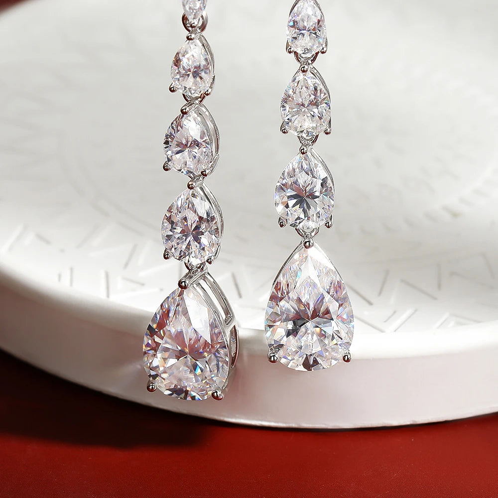 OEVAS 16.98cttw Moissanite Diamond Stud earrings Lab Grown 9*13mm Papalacha Drop Earrings For Women Sparkling Party Fine Jewelry