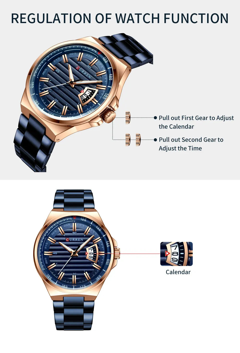 CURREN Man Brand Luxury Watch Stainless Steel Band Quartz Wristwatch Auto Date Clock Male with box