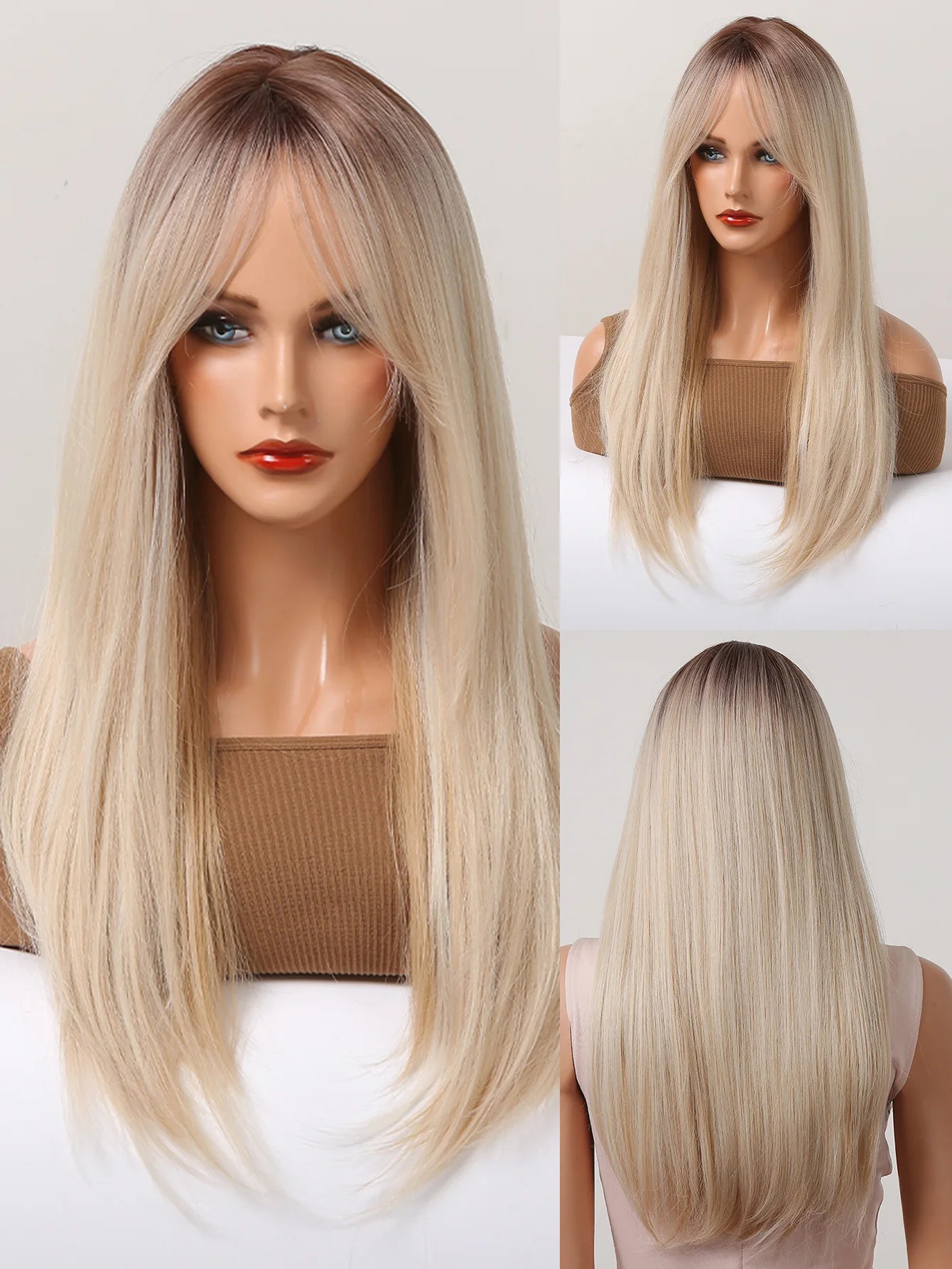Wholesale Mix Blonde Pink Futura Synthetic Lace Front Wig 24 Inch No Lace Heat Resistant Fiber Futura Hair Wig for Women