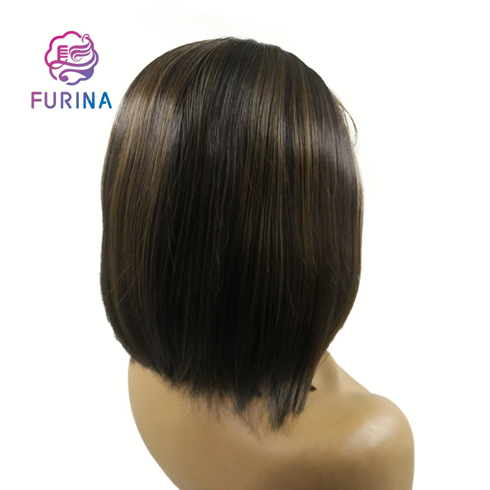 Furina Wholesale Natural Fiber Synthetic Wigs Mono Silk Top Jewish European Wig Special Color for Black Women