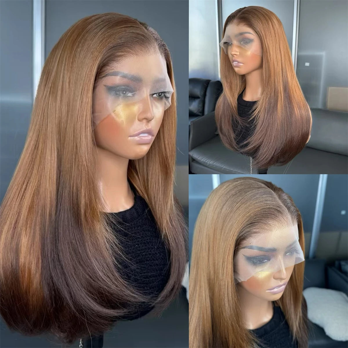 Hot Selling Pre Plucked Hairline 613# Kinky Straight Heat Resistant Glueless Synthetic Lacefront Wig for Black Womens Daily Use