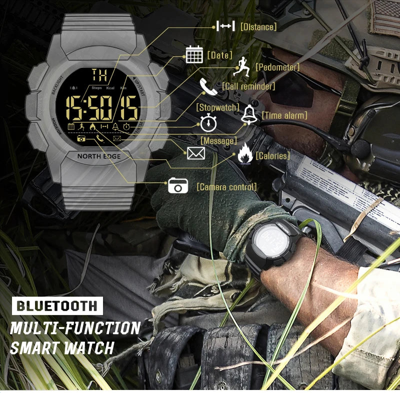 Men's Watch Military Water Resistant 100M NORTH EDGE Sport Watch Army Led Digital Wrist Stopwatches For Male For IOS Android
