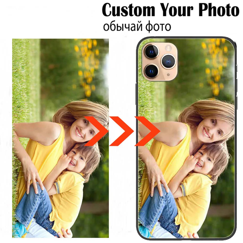 Custom Personalized Phone Cases For Apply iphone 11 Pro Max 6 6s Plus Clear Cover DIY Photo Picture Design Glass Silicone Fundas