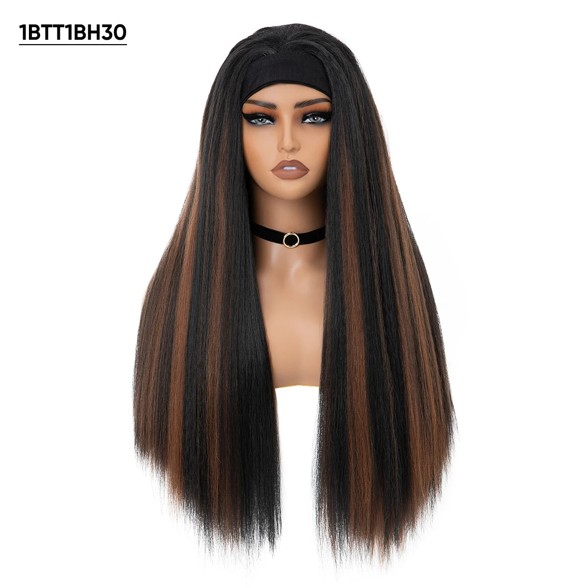 Wholesale YaKi Straight Headband Afro Wigs for Black Woman Glueless Headband Wig Synthetic Wig Heat Resistant for Women Hair