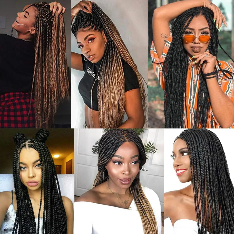 26 Inch Long Box Braid Wig With Curly End African Synthetic Braided Wigs for Women Heat Resistant Braiding Hair Wig
