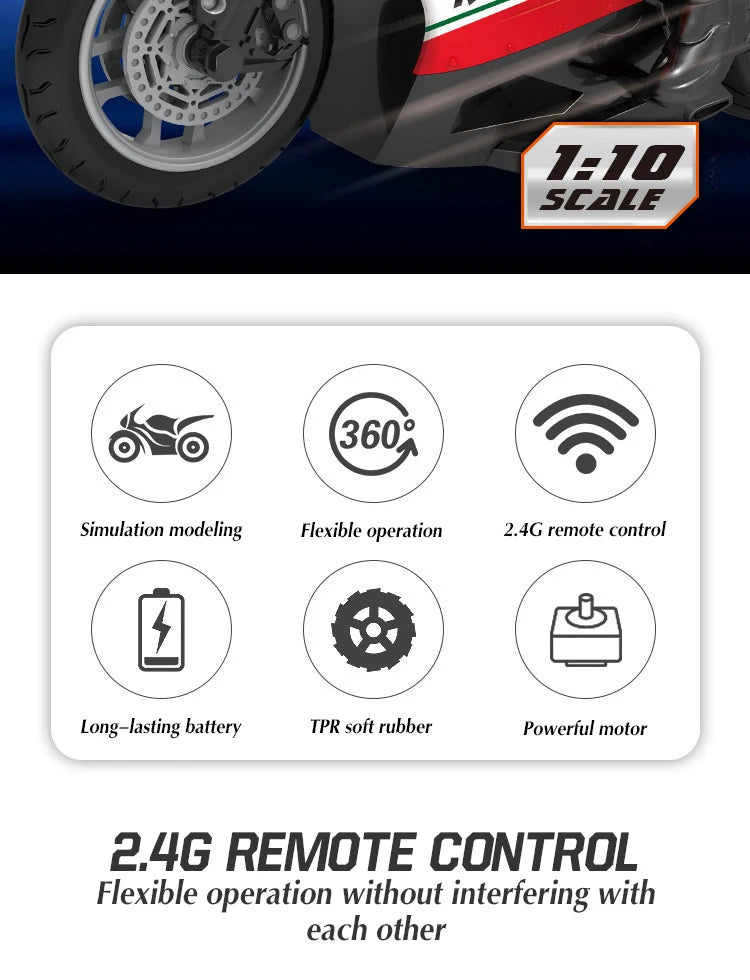 RC Motorcycles 1/6 Electric Motor RC Cars High Speed 4CH Remote Control Racing Motorcycle Drift Car Kids Xmas Festival Gift