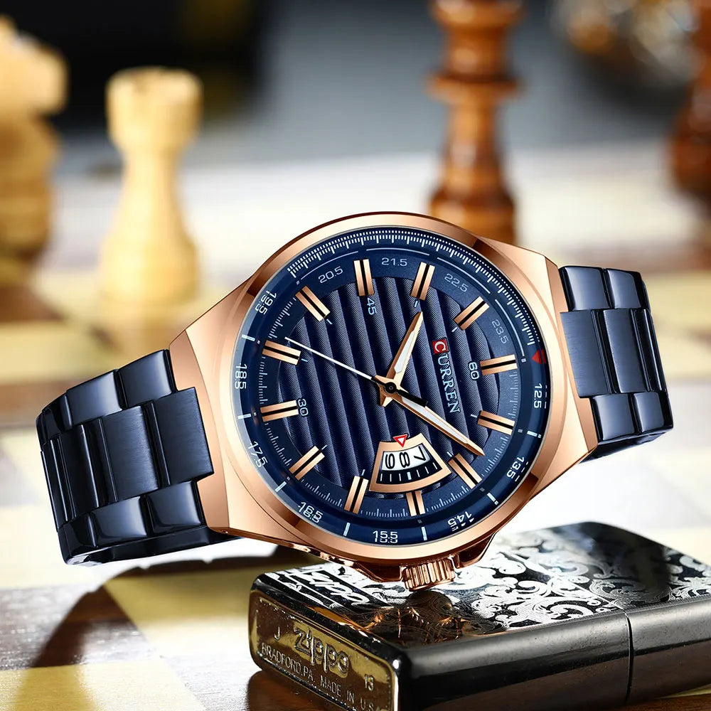 CURREN Man Brand Luxury Watch Stainless Steel Band Quartz Wristwatch Auto Date Clock Male with box