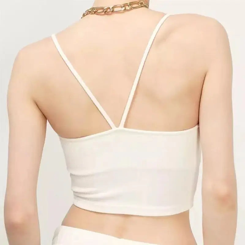 Knitted 94% Cotton Tank Tops Women Black White Sexy Low-Cut Back Cross Crop Tops For Women Streetwear Slimming Sports Vest