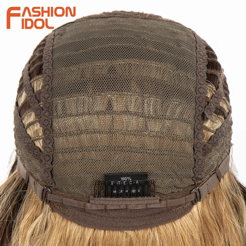 Synthetic Wigs Cosplay Loose Wave Hair Lace Front Wigs For Women Ombre Brown Water Wave 42 Inch Curly Hair Heat Resistant Wig