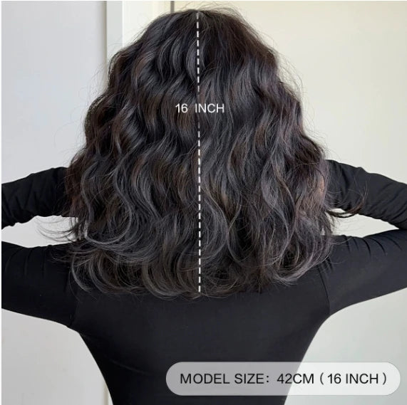 Dark Brown Water Wigs for Women Wavy Middle Part Synthetic Medium Shoulder Length Wig Soft Natural Looking Hair Wig