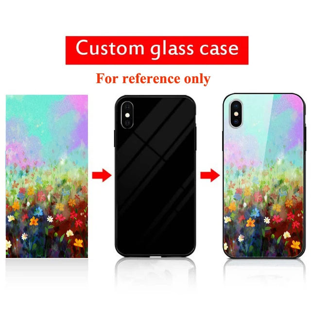Custom Personalized Phone Cases For Apply iphone 11 Pro Max 6 6s Plus Clear Cover DIY Photo Picture Design Glass Silicone Fundas