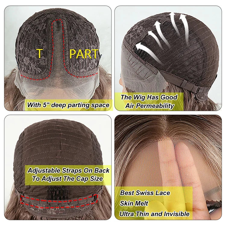 Julianna Lace Front Wig Highlight Ombre Colored Natural Hairline Heat Resistant Body Loose Deep Wave Synthetic Lace Frontal Wig