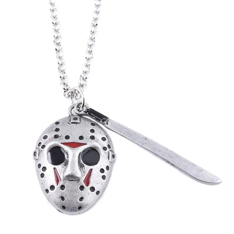 Horror Movie Keychain Jason Hockey Mask Kinfe Metal Keyring For Children Halloween Jewelry Gift