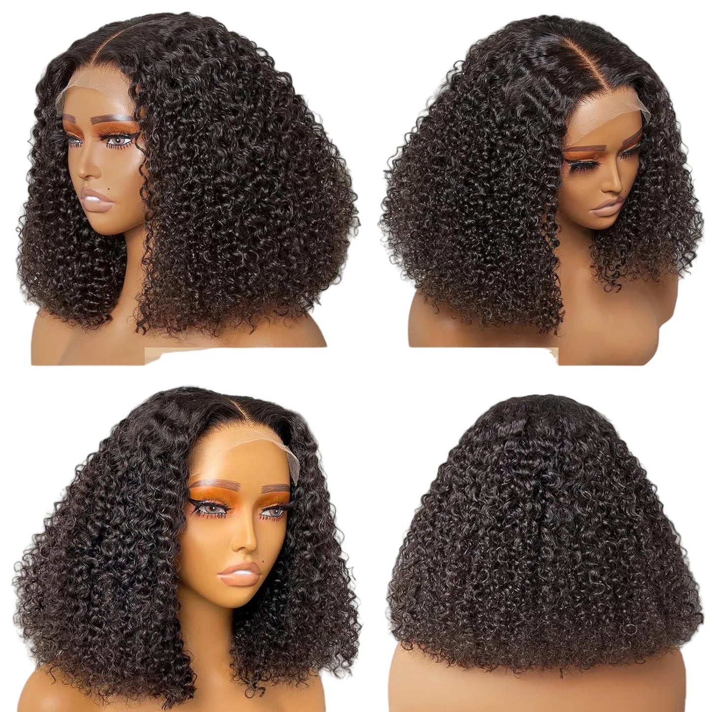 Short Bob Lace Front Wig Black Curly Bob Wigs for Black Women Synthetic Fiber Hair Wigs