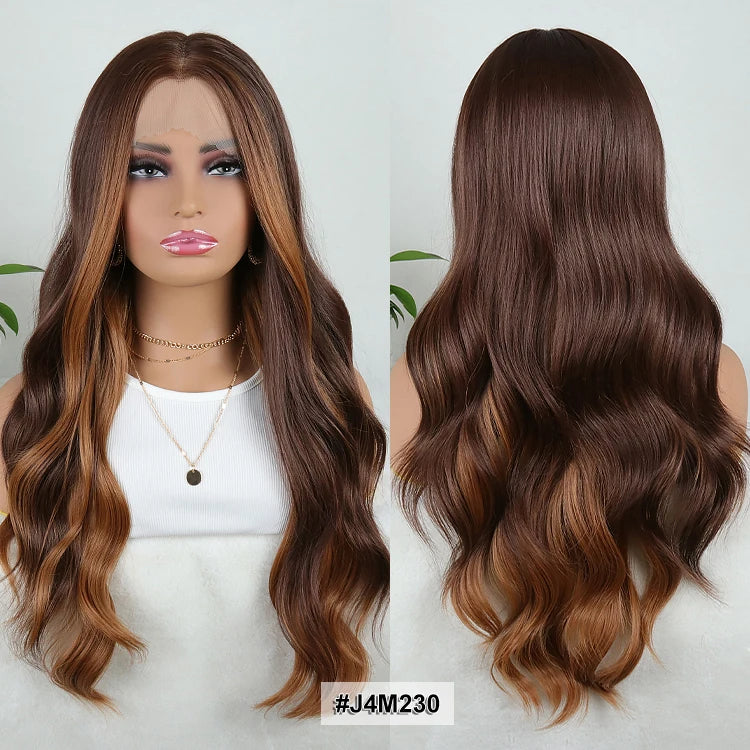 Julianna Lace Front Wig Highlight Ombre Colored Natural Hairline Heat Resistant Body Loose Deep Wave Synthetic Lace Frontal Wig