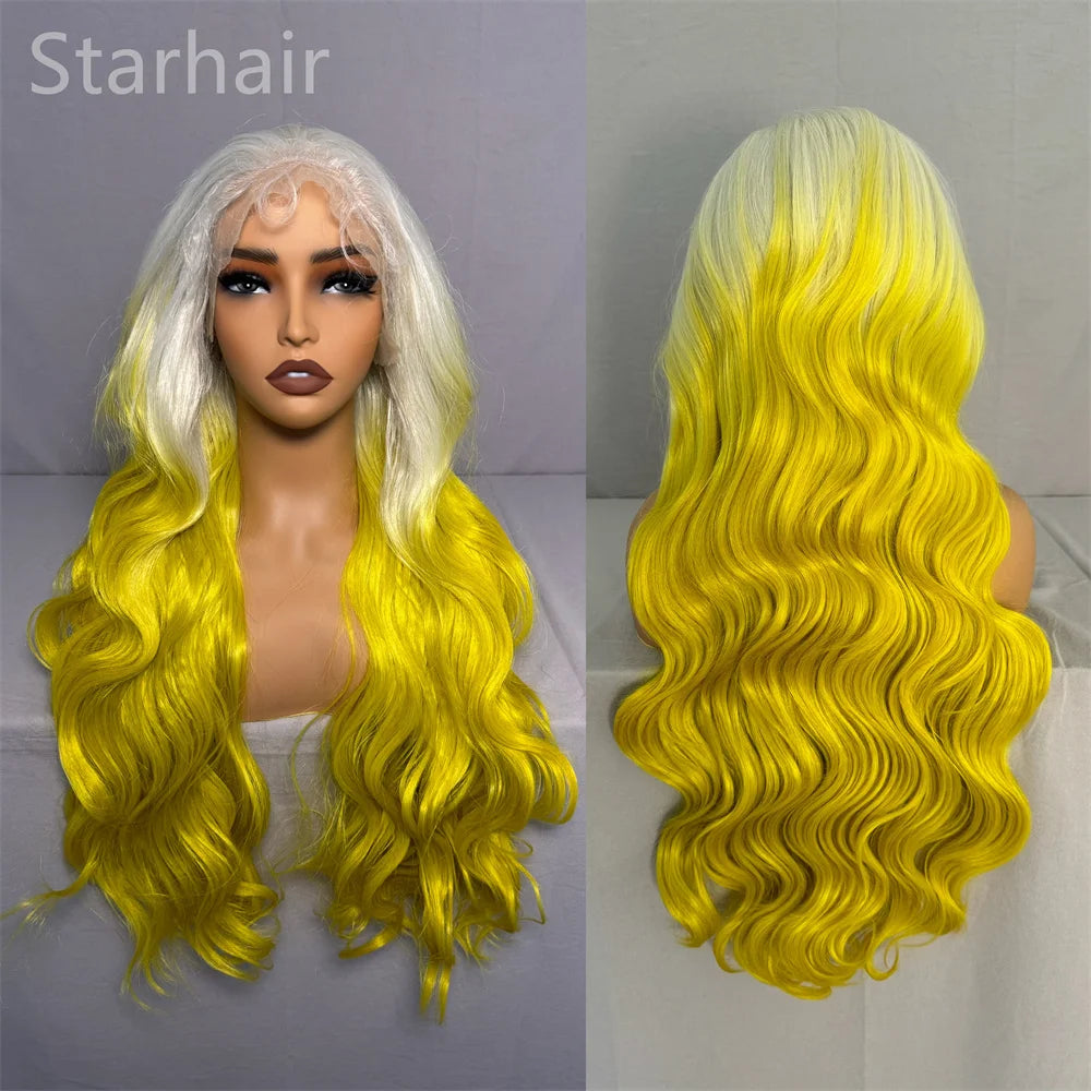 Hot Selling Pre Plucked Hairline 613# Kinky Straight Heat Resistant Glueless Synthetic Lacefront Wig for Black Womens Daily Use