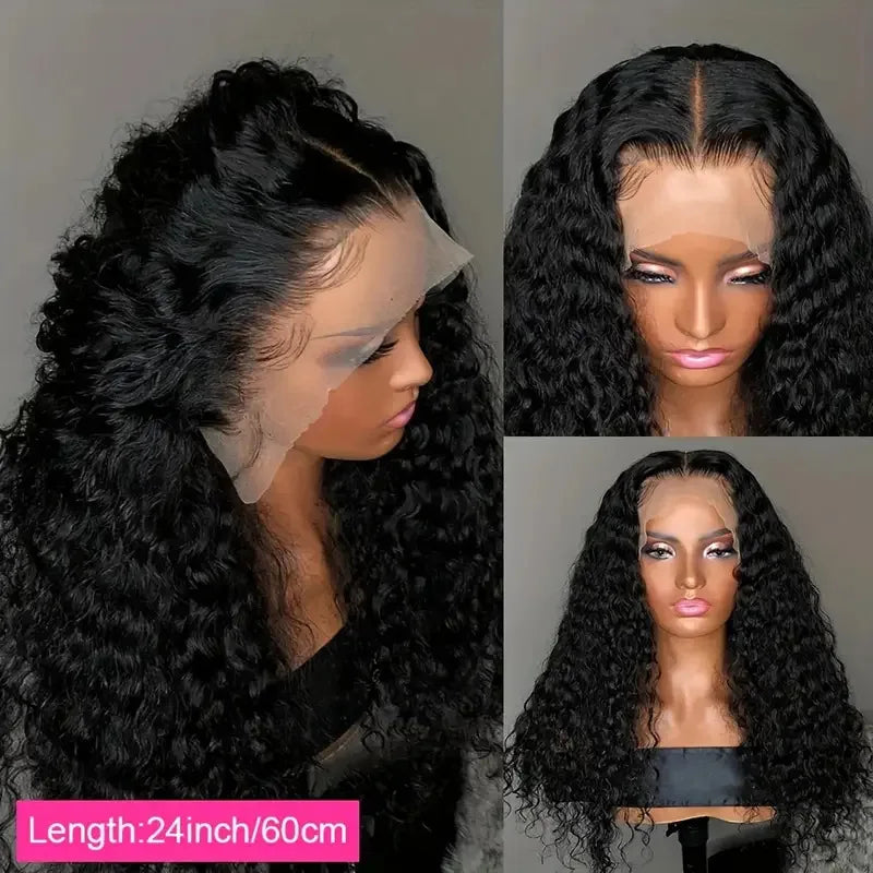 Wholesale 13x4 HD Transparent Lace Frontal Wig Deep Water Wave Synthetic Wigs for Black Women Heat Resistant Brazilian Style