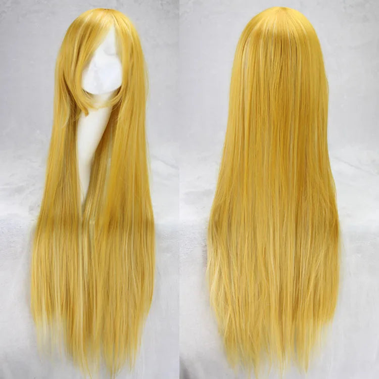 Long Straight Cosplay Wig Red Fan Wig 40inches 100 Cm Synthetic Hair Wigs