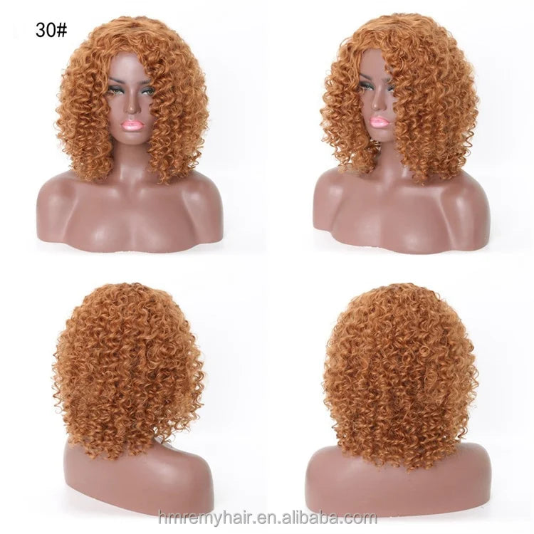 Fast Shipping in Stock Kinky Curly Wig for Black Synthetic 16inch 1B/33 Black Purple Ombre Short BOB Wig Fior Black Women