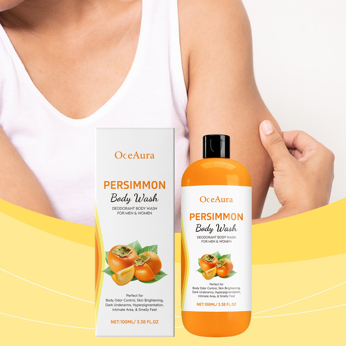 Persimmon Body Wash Remove Dirt Sweat Eliminating Odor Oil Control Exfoliating Smoothing Softening Lasting Aroma Foam Shower Gel