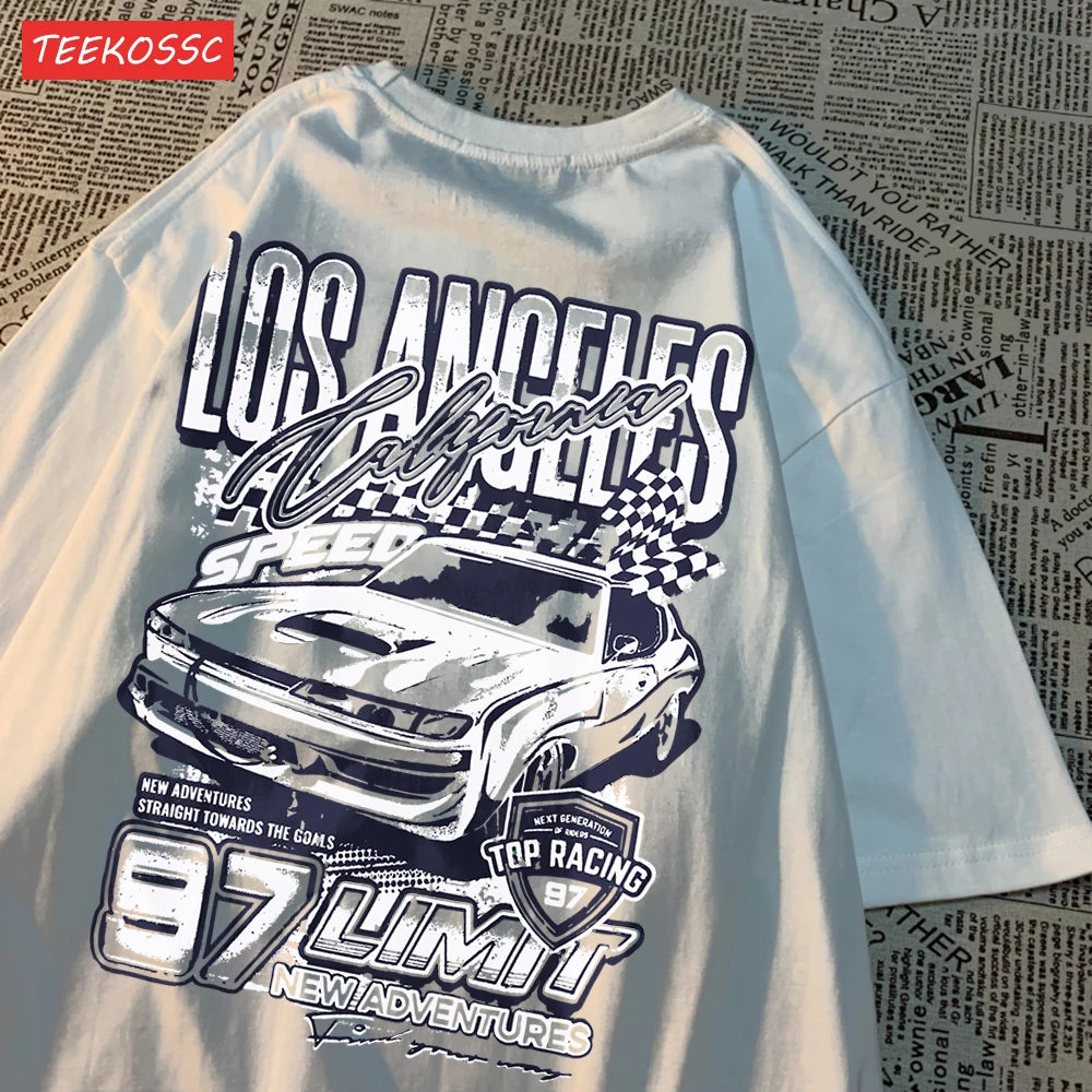 Cool Racing Cars Printed Short Sleeve Breathable Fashion T Shirts Breathable Streetwear Clothing Everyday Cartoon T-Shirt