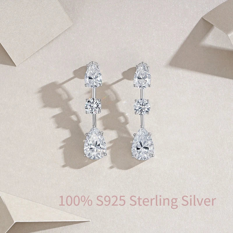 OEVAS Full D Color Moissanite Drop Earrings 100% S925 Sterling Silver Fine Jewelry for Women Wedding Party