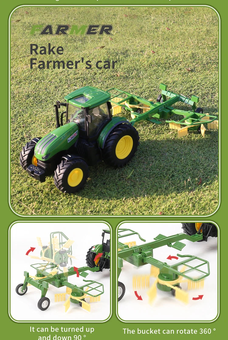 RC Farm Tractors Car 1/24 Radio Controlled Cars and Trucks 2.4G with Light Simulated Engineering Truck Model Toys for Children