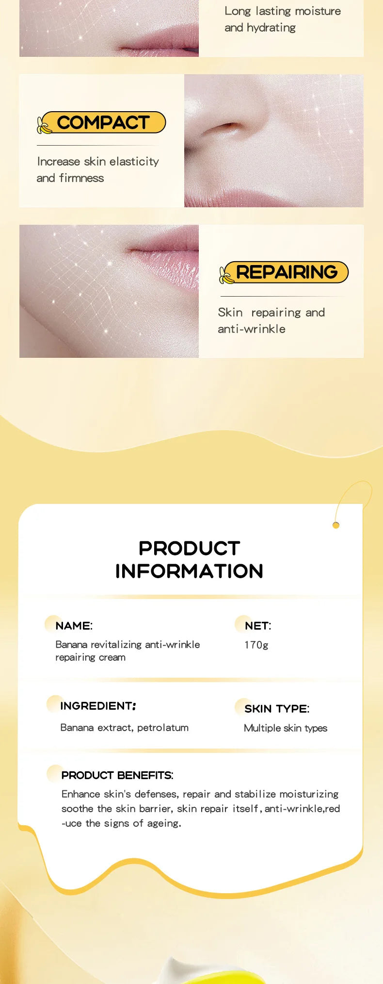 SADOER Banana Skin Brightening Cream Skincare Moisturizing Facial Creams Hydrating Face Cream Beauty Skin Care Products