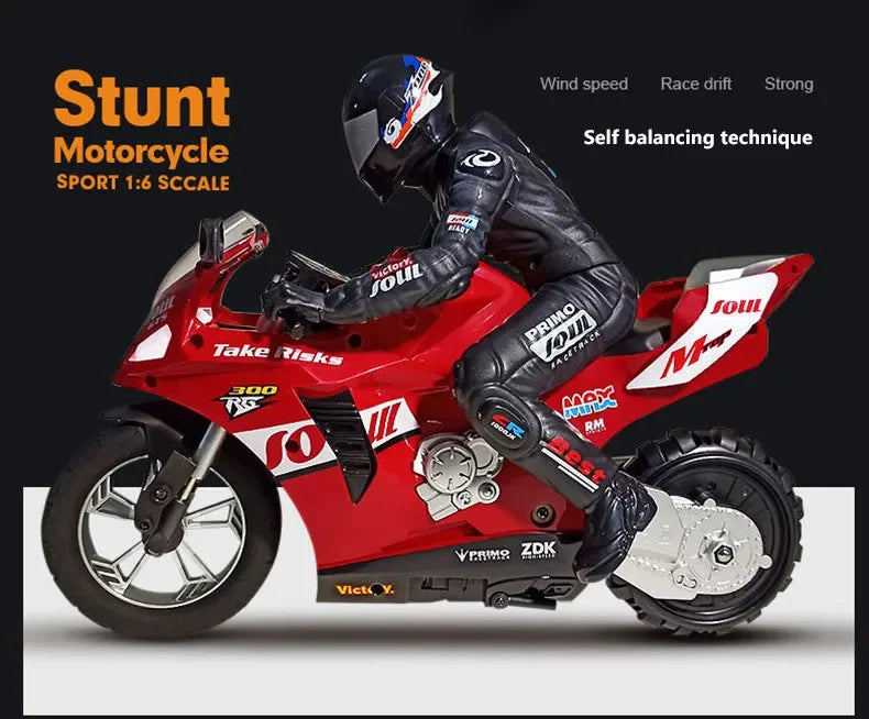 1/6 RC Motorcycle Rc Cars Self-stable Balance Standing on One Wheel Competitive Racing Drift Stunt Electric Motorcycle for Kids
