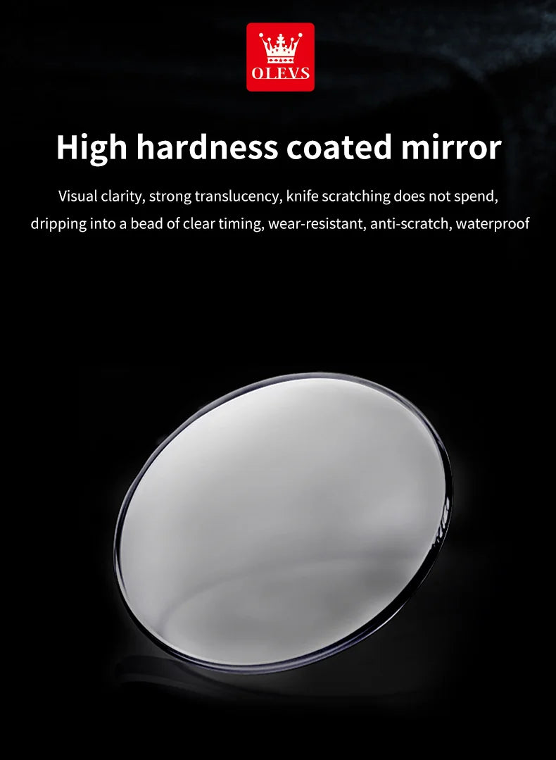 OLEVS Men Watches 7077 Luxury Fashion Top Brand Original Automatic Mechanical Watch for Man Double Scale Simple Trend Waterproof