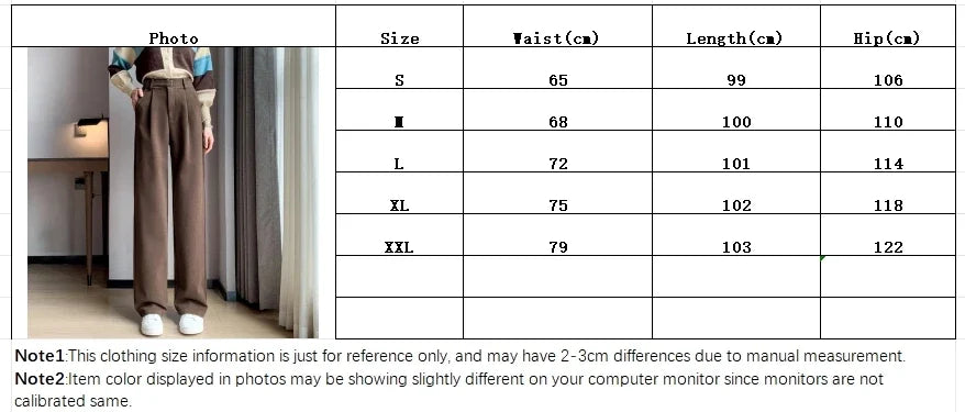 Women's straight leg pants, loose casual wide leg pants, women's adjustable elastic waistband, floor length suit pants