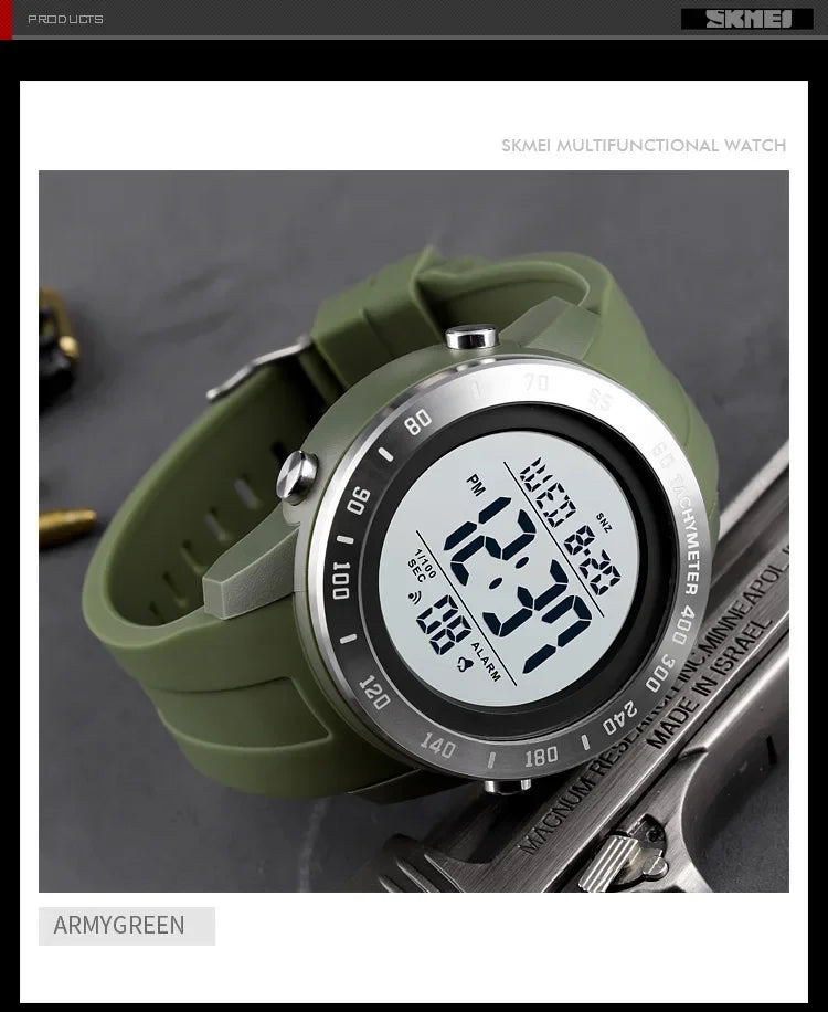 SKMEI 1524 2 Time LED Digital Wristwatches Mens Waterproof Chrono Count Down Male Hour montre homme Big Dial Sport Men Watch