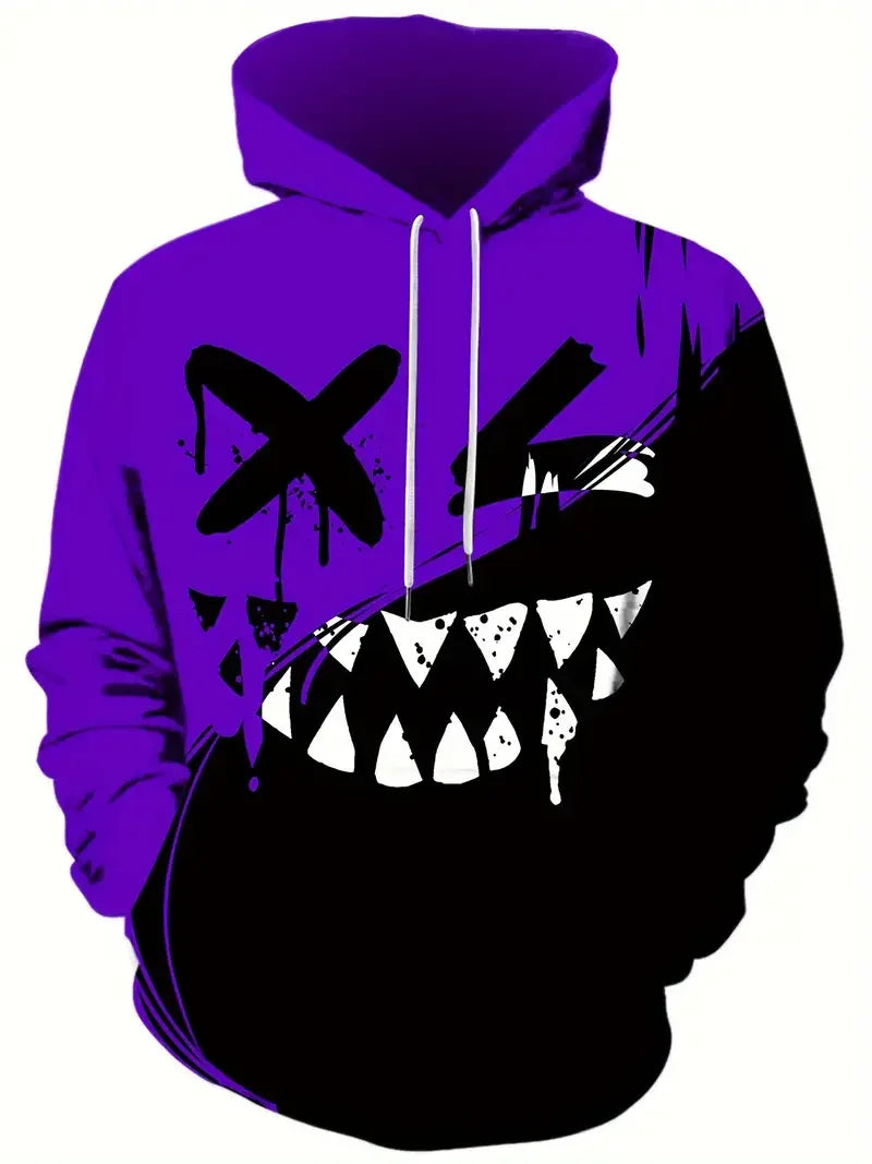 Men's Creative Smiling Face Pattern Printed Hoodie Fashionable Men's Trendy Hoodie Casual Design Hoodie With Pocket Streetwear