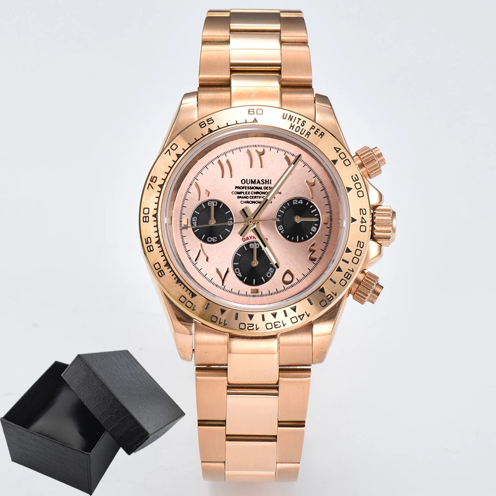 39.3mm VK63 Men's watch Arabian Dial customized Men's watch Luxury Quartz watch man VK63 Sport Chronograph Sapphire Glass watch