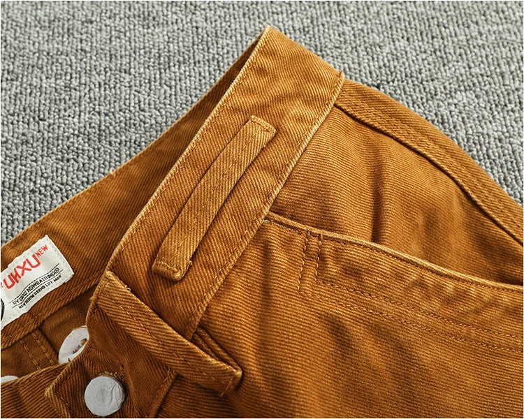 Retro Heavyweight Minimalist Workwear Pants Men's Loose Straight Leg Casual 100% Cotton Twill Woven 3D Stand Cut Tapered Pants