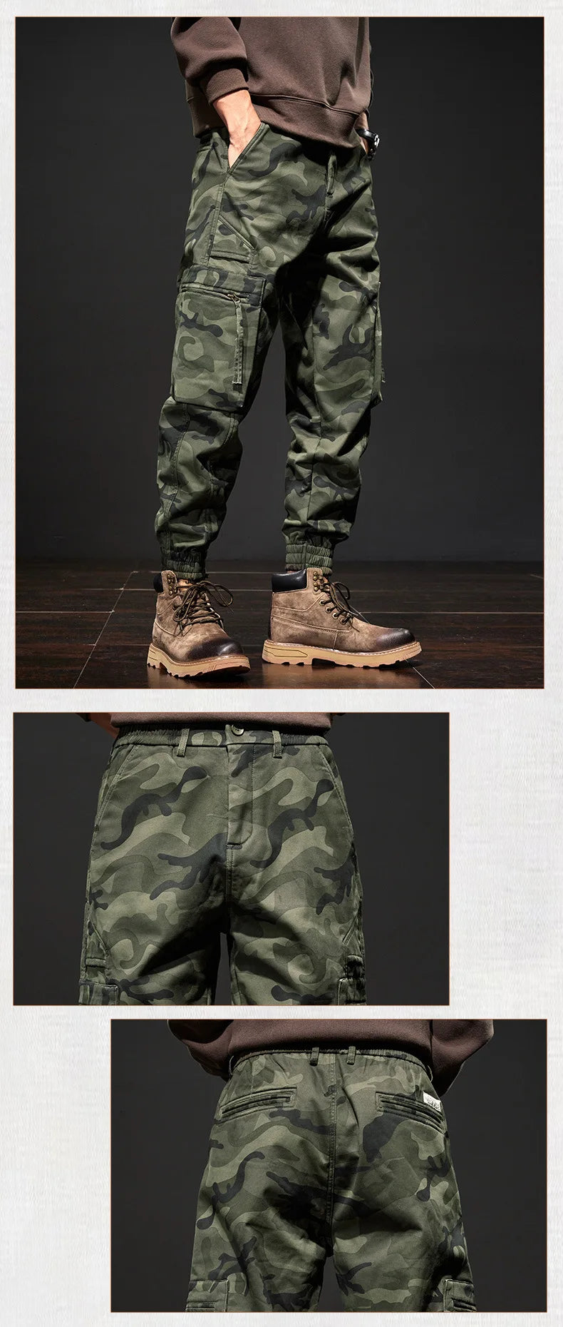 2025 NewMen's Fleece-Lined American Camouflage Casual Multi-Pocket Loose Zipper Jogger Pants Autumn Youth Trendy Workwear