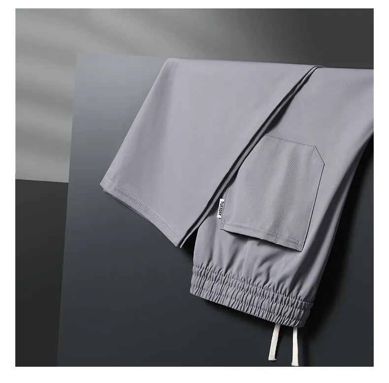 Summer Men's Elastic Waist Casual Pants Drawstring Jogger Pants Sports Wear Running Sweatpants 5XL