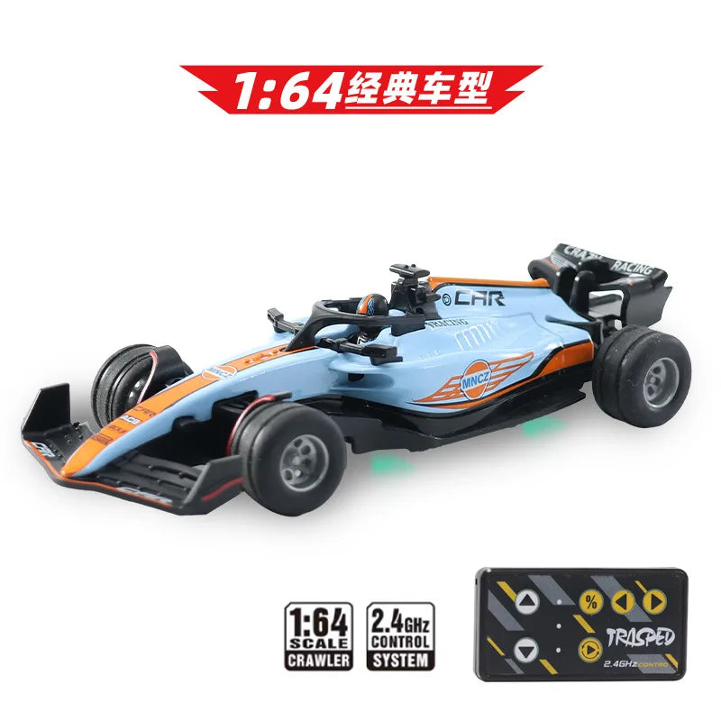 New RC car August Product 1:64 Mini Alloy Car Model, Adjustable Lighting Formula Racing, Children's Remote Control Car