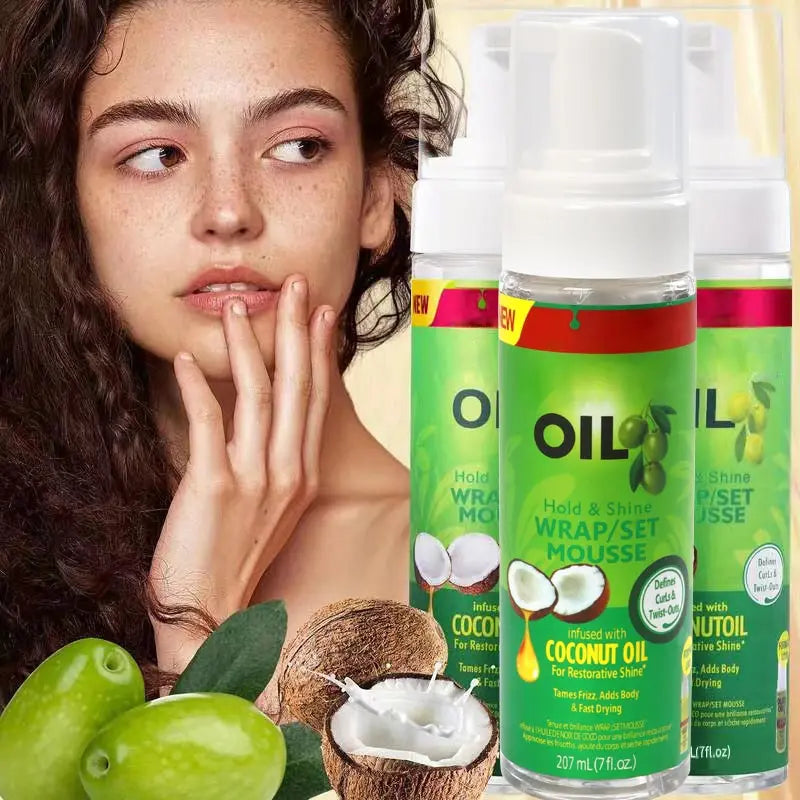 Wrap Foam Mousse With Brush Comb Olive Oil Foaming Mousse For Braids Curls Waves All Hairstyle Tames Frizz Mousse/Setting